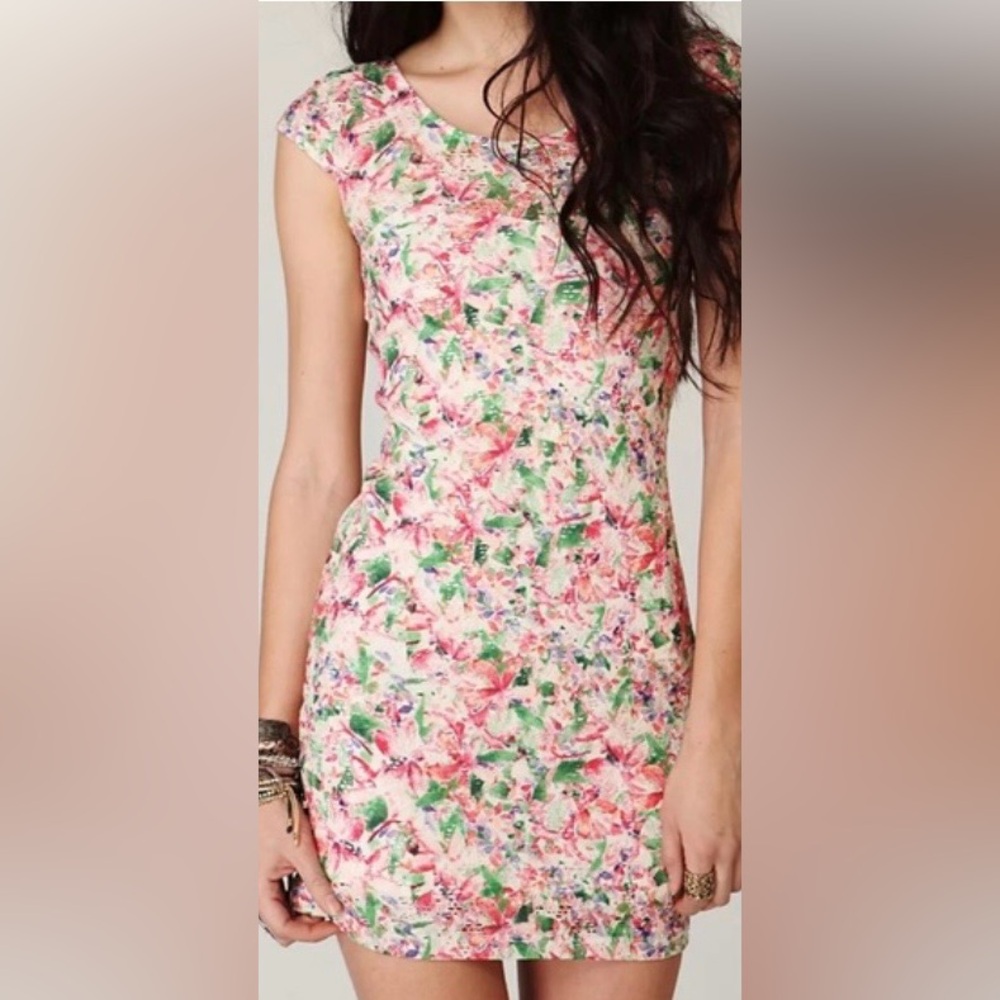 Free People Lace Floral Bodycon Dress Size XS